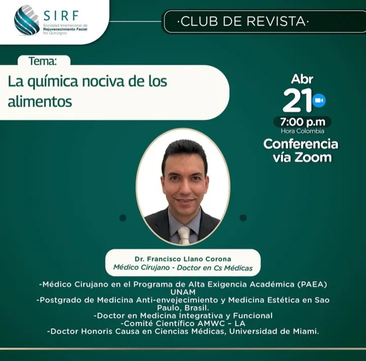 Afiche del Club de Revista: La química nociva de los alimentos, con Francisco Llano Corona