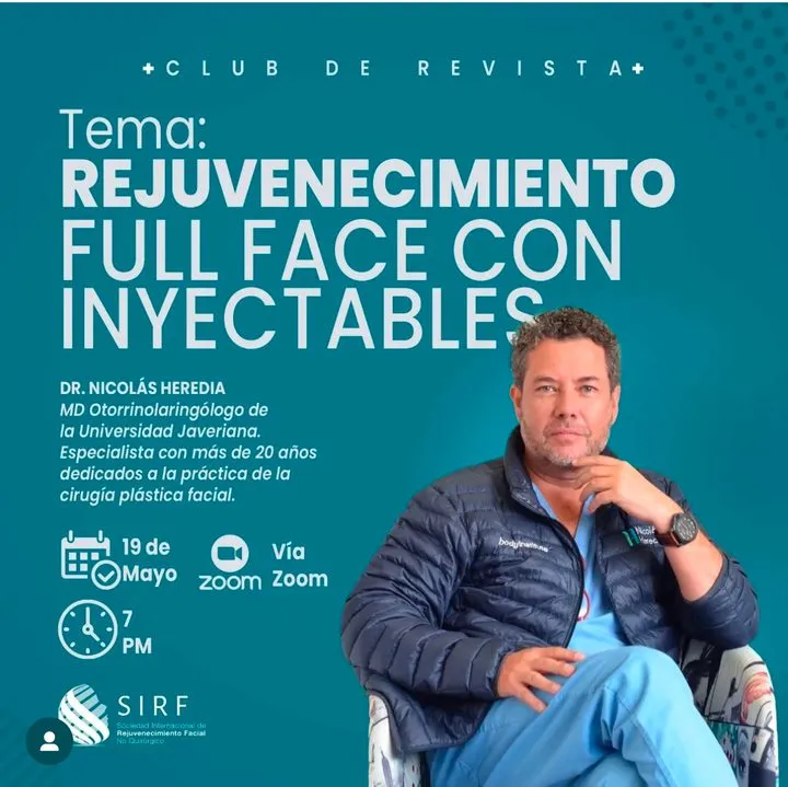 Afiche del Club de Revista: Rejuvenecimiento full face con inyectables, con Nicolás Heredia