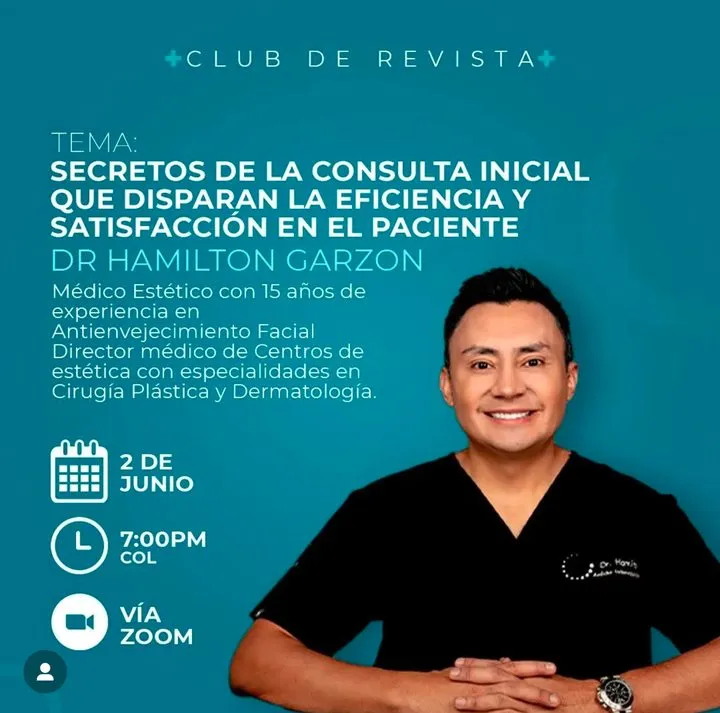 Afiche del Club de Revista: Secretos de la consulta inicial: eficiencia y satisfacción, con Hamilton Garzón