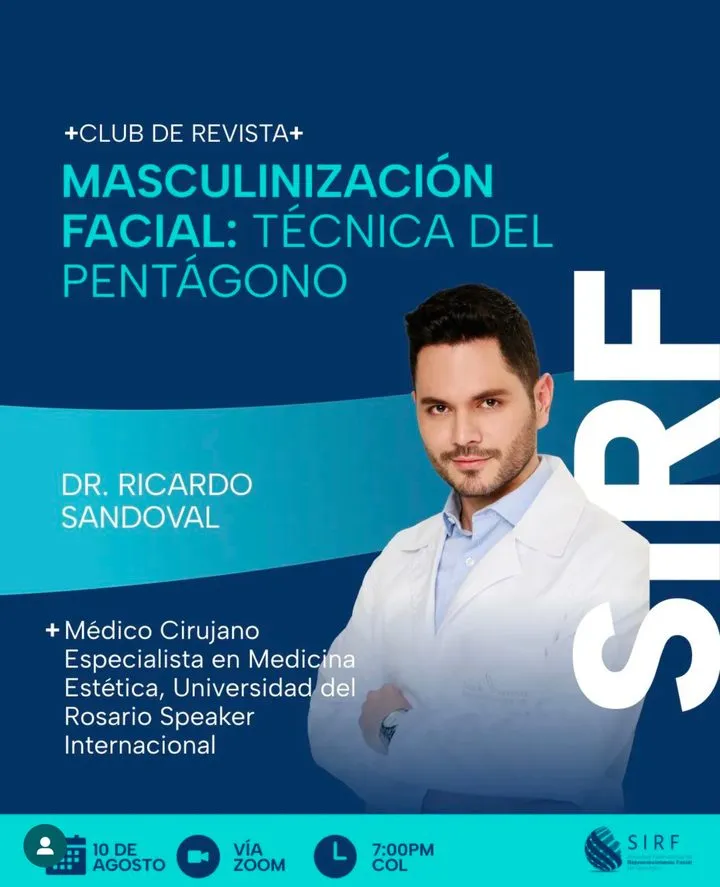Afiche del Club de Revista: Masculinización facial: técnica del pentágono, con Ricardo Sandoval