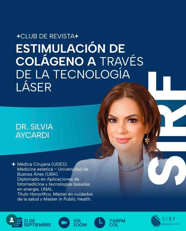 Afiche del Club de Revista: Estimulación de colágeno a través de la tecnología láser, con Silvia Aycardi