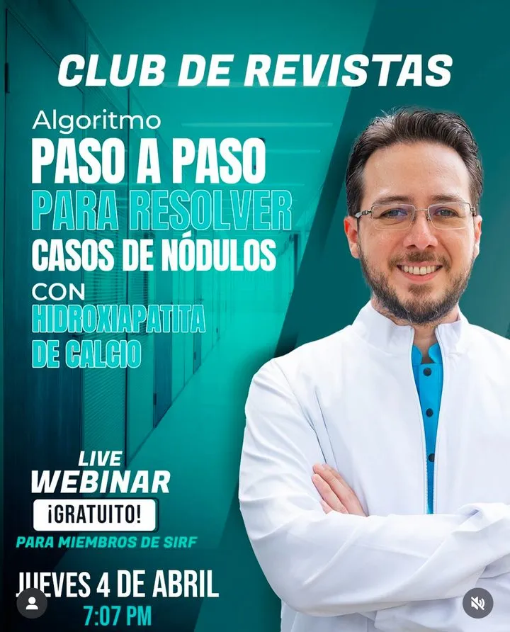 Afiche del Club de Revista: Algoritmo paso a paso para resolver casos de nódulos con hidroxiapatita, con Luis Alberto Parra