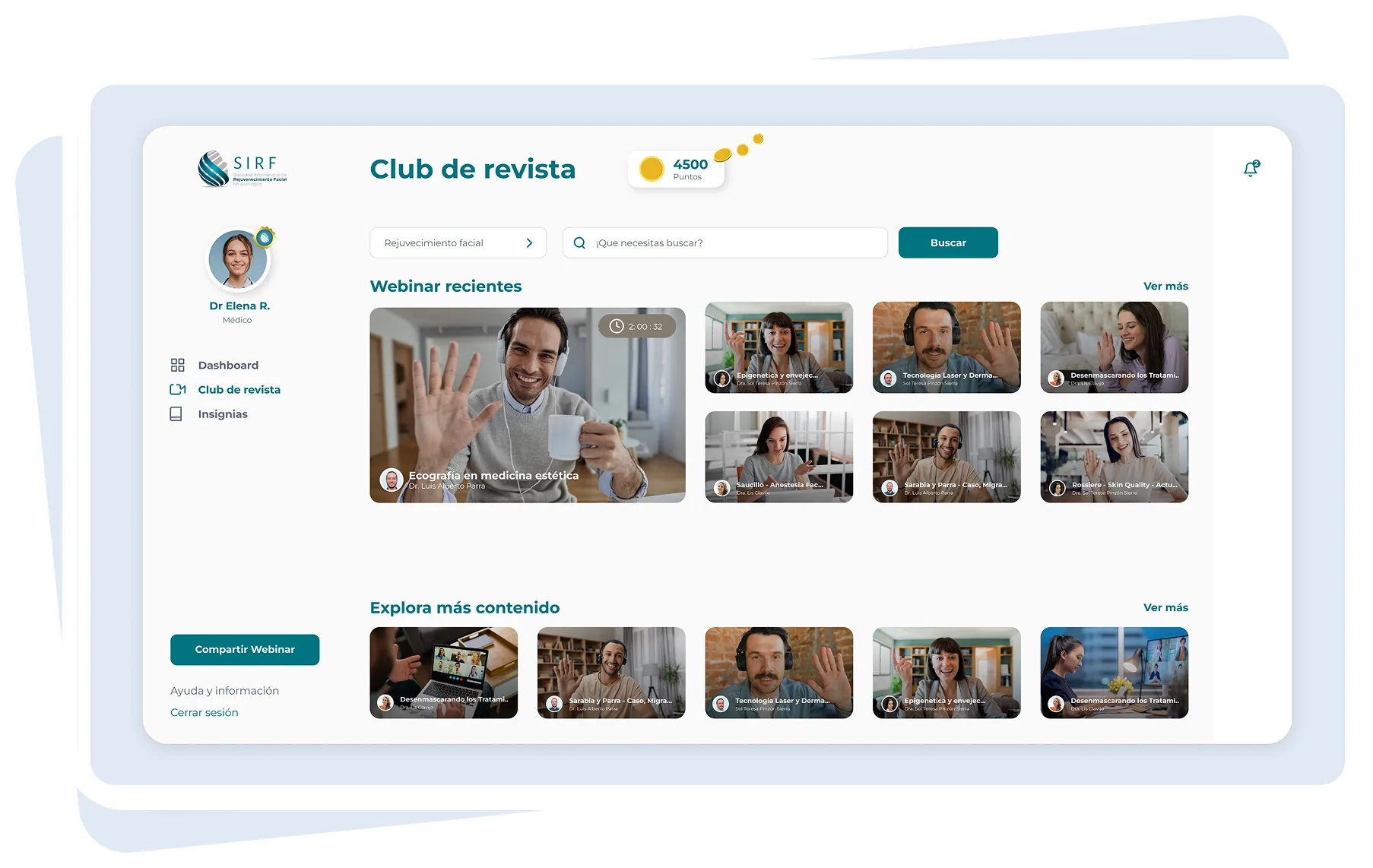 Pantalla del Club de Revista en la plataforma de miembros