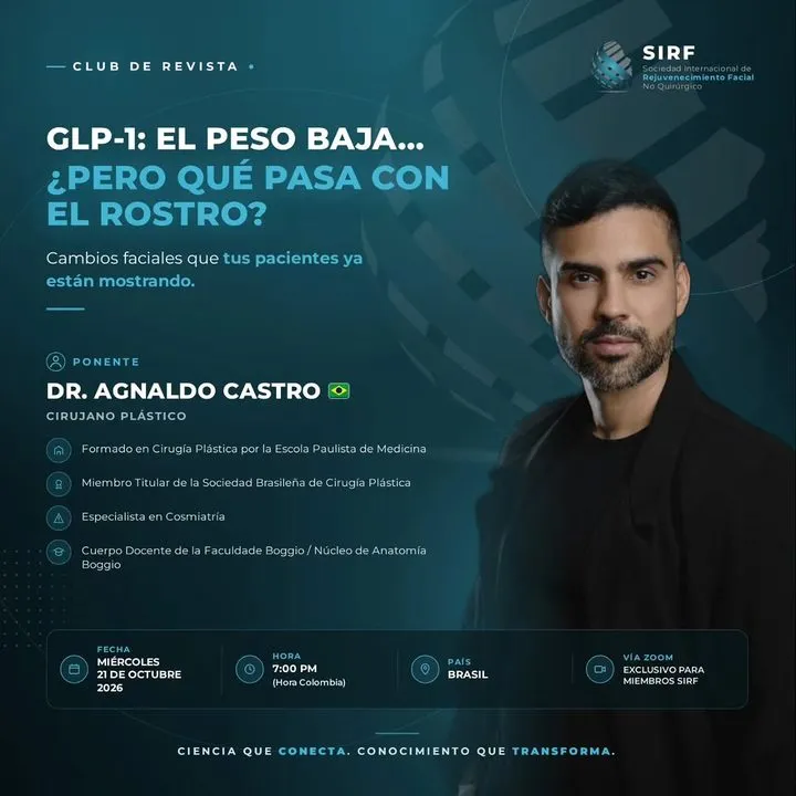 Afiche del Club de Revista: GLP-1: el peso baja… ¿pero qué pasa con el rostro?, con Agnaldo Castro