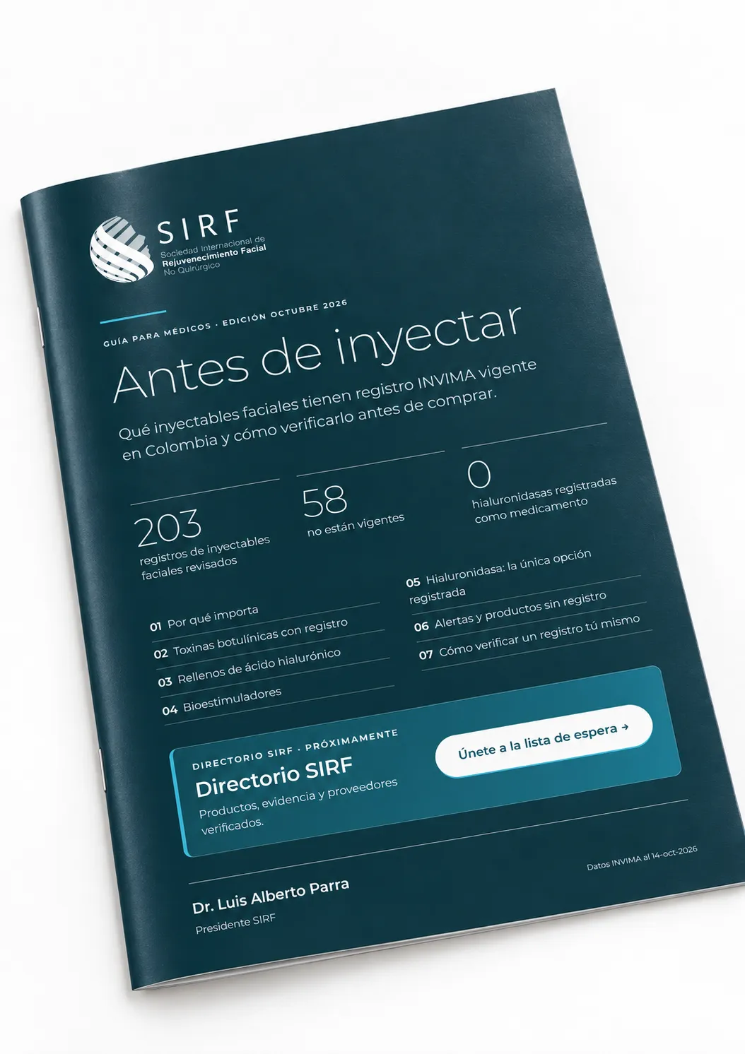 Portada impresa de la guía Antes de inyectar, de SIRF